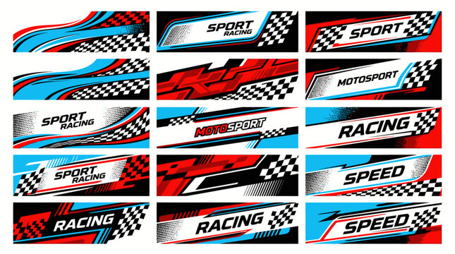 Collection of abstract sport racing car decal and sticker graphic designs.