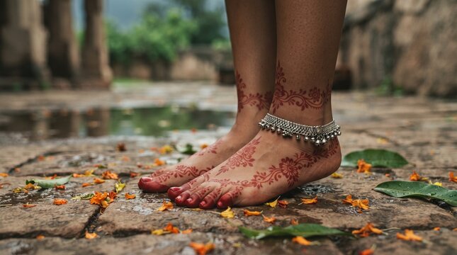 Kajari Teej Festival India A Glimpse into Indian Traditions with Henna Decorated Feet and Anklets, Celebrating Culture and Heritage