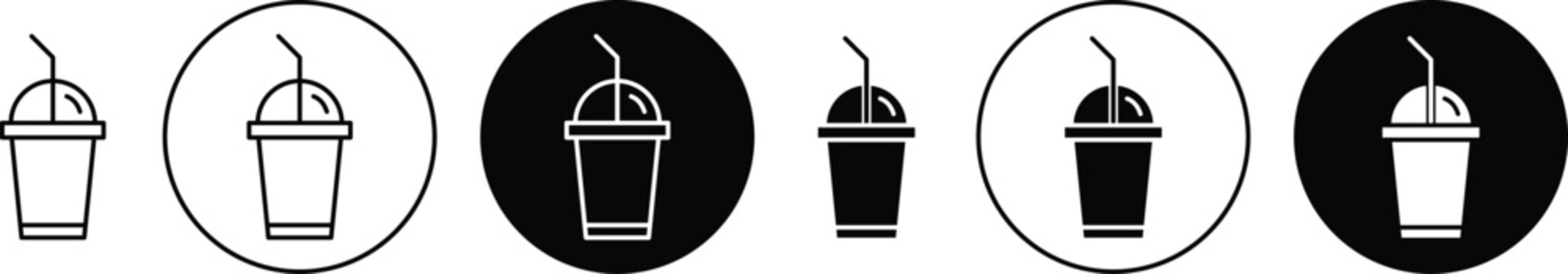 Milk shake icon minimal drawings set