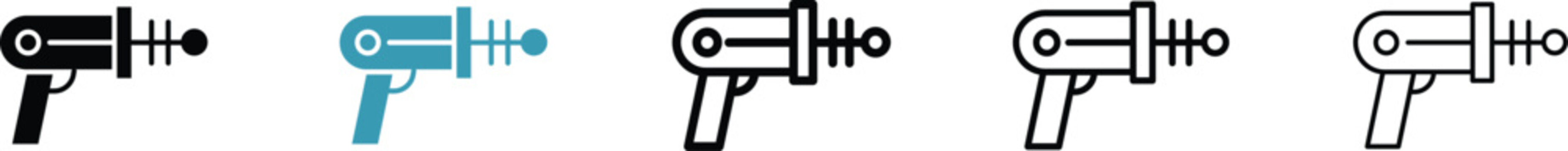 Space gun icon minimal drawings set