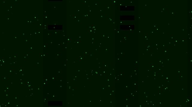 Digital Data Visualization with Moving Green Particles on Black Background