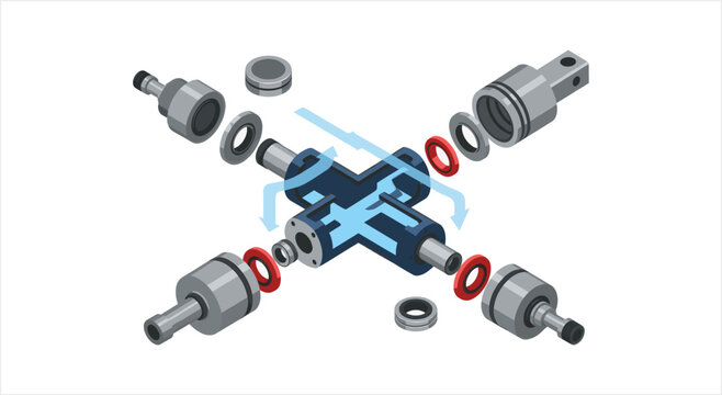 Exploded View of a Mechanical Valve Assembly.