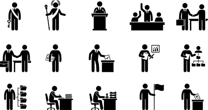 Set of government and politics related icon set.