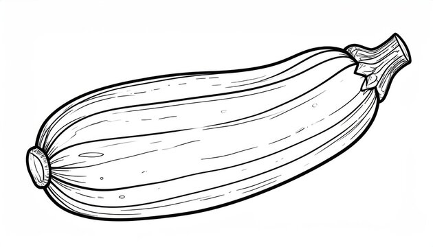 Simple black and white line drawing of a single zucchini.