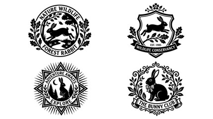 Fototapeta premium Set of vintage style rabbit logo emblems and badges.