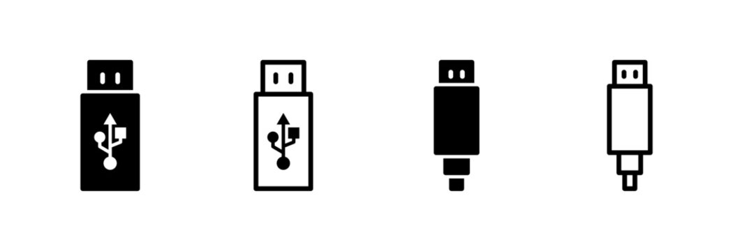 Usb icon symbol for apps and websites. usb charging. Flash disk sign and symbol. flash drive sign.