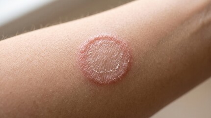 Fototapeta premium Ringworm infection on human skin closeup with ringworm dermatology infection dermatitis treatment inflammation