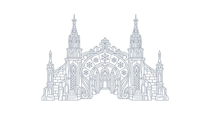 Fototapeta premium Ice Palace Gate Line Art Illustration