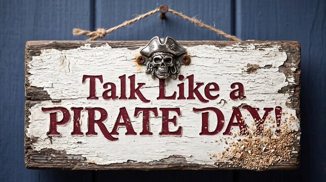 Weathered Wooden Sign for Talk Like a Pirate Day
