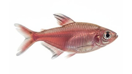 Fototapeta premium Red phantom tetra fish swimming isolated on white background