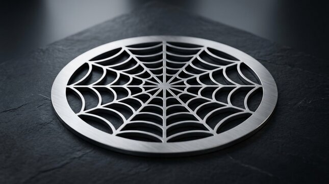 Intricate circular metal web pattern design abstract geometric shape