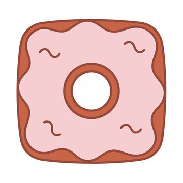 Square donut with pink frosting