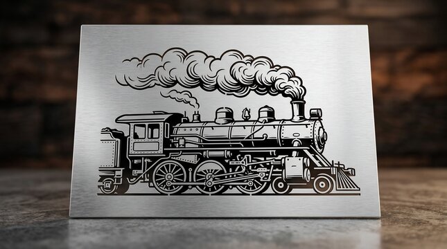 Vintage steam train locomotive billowing smoke in graphic art style