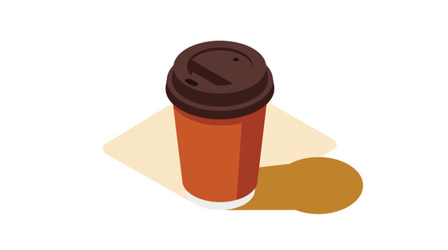 Takeaway coffee cup isometric vector illustration for cafe and breakfast beverage branding