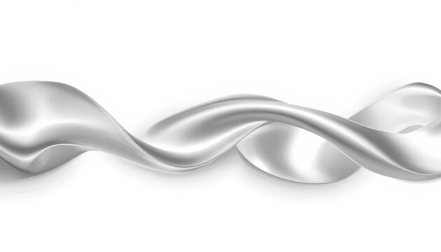 Beautiful white silk febric wave on white background