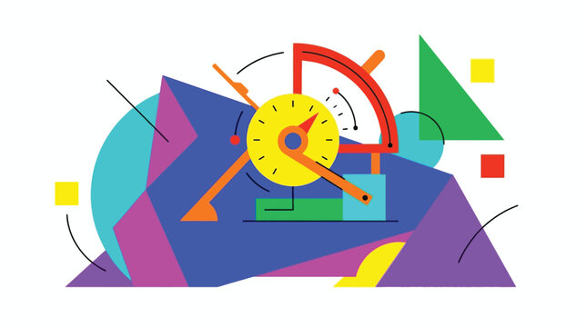 Abstract Geometric Clock Mechanism Illustration Representing Time Management and Efficiency in Modern Design