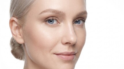 Obraz premium Close-up portrait of a woman with fair skin and blue eyes