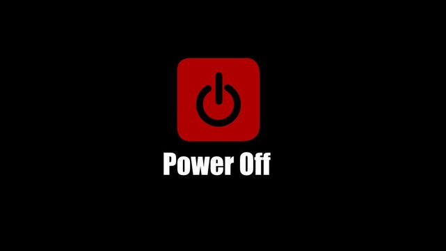 Power Off Button Animation on Black Background