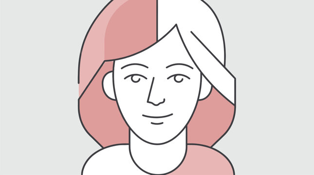Modern Minimalist Avatar of a Young Woman with Divided Hair Color for Branding and Digital Media