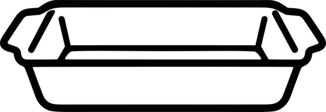 Simple line art illustration of a rectangular baking pan or roasting dish.
