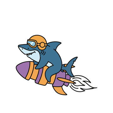 Shark riding a rocket