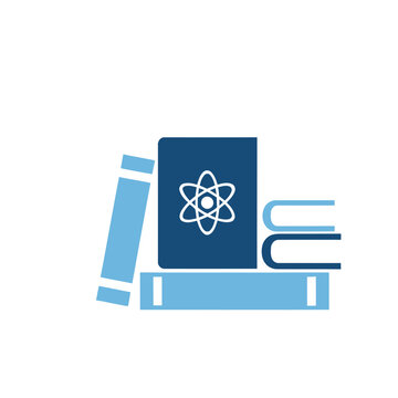 Stack of Books with Atom Symbol