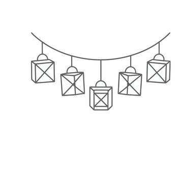 String of Lanterns Line Art