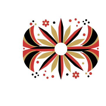 Abstract Floral Pattern in Red, Black, and Gold