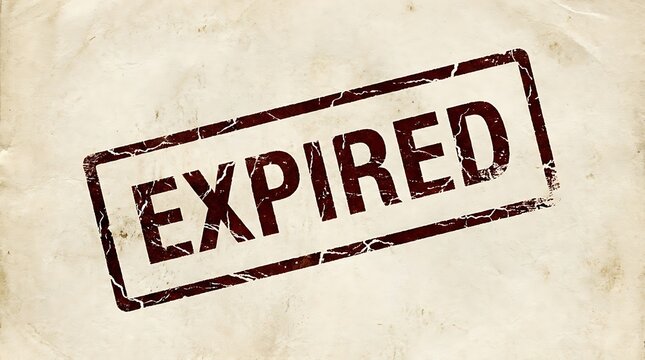 A vintage-style rectangular rubber stamp impression prominently displaying the word 'EXPIRED' in bold, dark red capital letters, suggesting the end of validity for a document or item, set