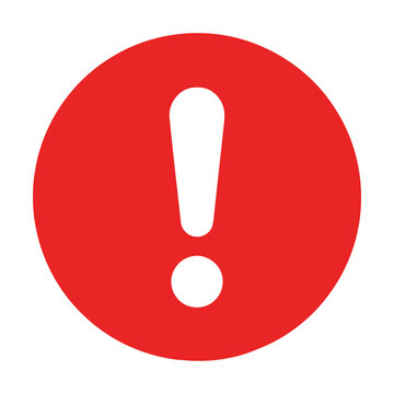 Red circle with white exclamation mark sign for warning and alert notifications Vector