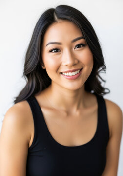 Smiling woman with black tank top