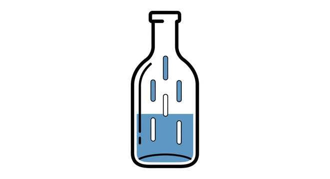 Glass bottle with liquid inside.