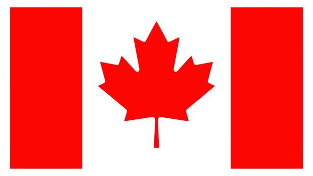 National flag of canada with a red maple leaf symbol on a white and red vertical stripe design Vector
