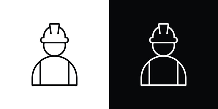 Construction worker icon minimal logos pack. EPS10