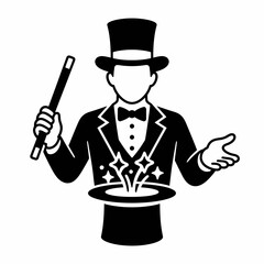 Obraz premium Magician in top hat performing a magic trick.