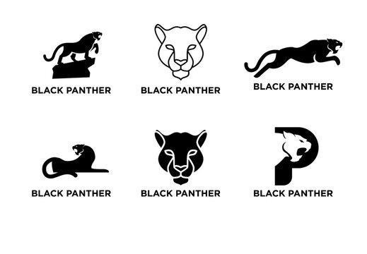 Set of Black Panther Logo Designs - Modern Vector Illustrations for Branding, Sport Teams, and Wildlife Concepts