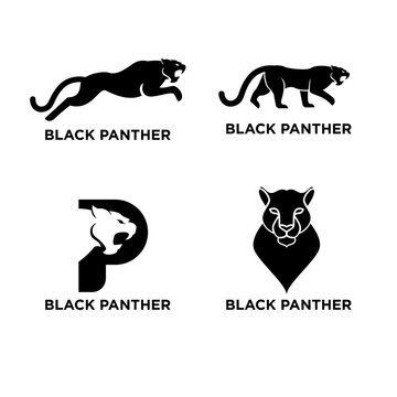 Collection of Black Panther Logo Designs, Modern Silhouette Big Cat for Branding