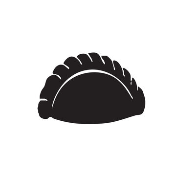 Black silhouette of a delicious empanada pastry icon