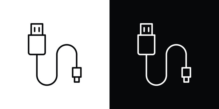 USB cable icon minimal logos pack. EPS10
