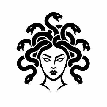 Medusa mythological gorgon snake hair illustration.
