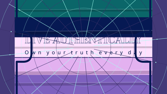 LIVE AUTHENTICALLY masked text design featuring orbit spoke burst pattern and thin stroke mask