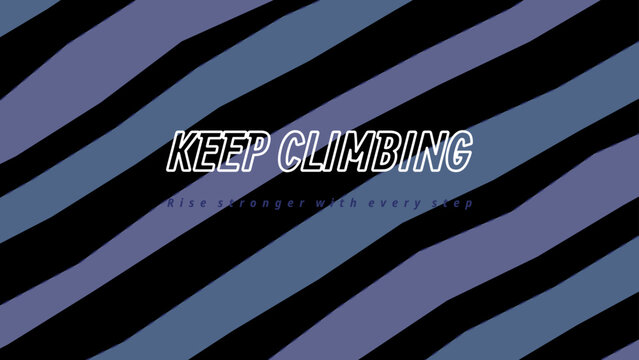 KEEP CLIMBING isolated typography mask on white with graduated depth shadow layers and layered collage terrain texture pattern