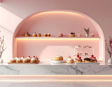 Variety of sweet pastries on display.
