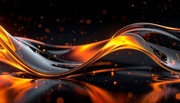 Vibrant Orange and Silver Abstract Waves.