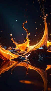 Vibrant Orange Liquid Splash Dynamics.