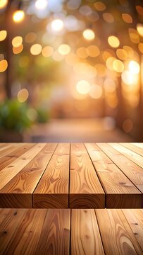 Wooden table top with blurred background.