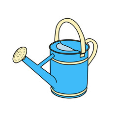 Blue Watering Can Illustration Garden Tool Isolated on Transparent Background © Miftachul