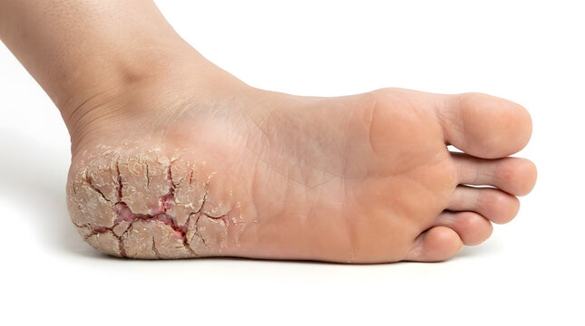 Close up of a dry cracked heel on a human foot 2.