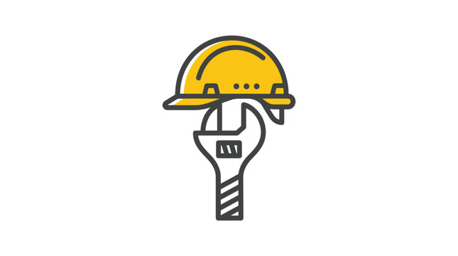 Construction Worker Safety Helmet Icon.