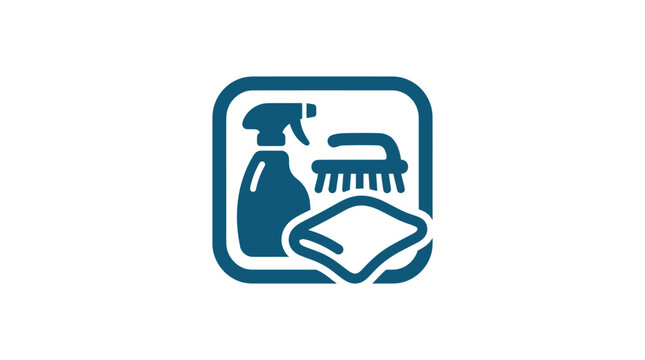 Cleaning supplies icon with spray bottle.